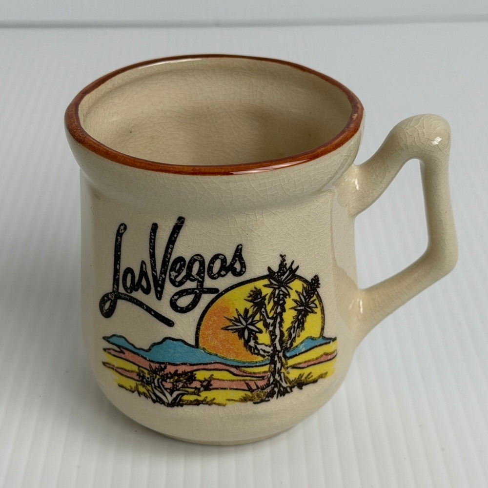 Vintage Las Vegas Souvenir Mug Joshua Tree Desert Sunset Ceramic Coffee Cup